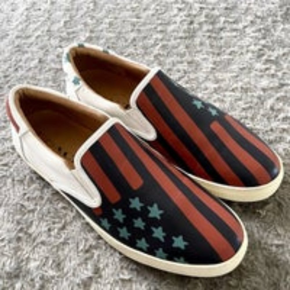 Men’s Coach Rockaway Flag Men’s skate Slip-ons retail $160 size 12. Leather, Rub